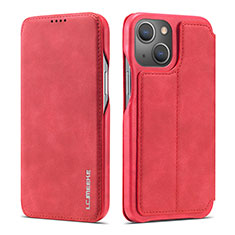 Funda de Cuero Cartera con Soporte Carcasa LC1 para Apple iPhone 14 Plus Rojo