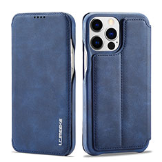 Funda de Cuero Cartera con Soporte Carcasa LC1 para Apple iPhone 15 Pro Max Azul