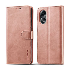 Funda de Cuero Cartera con Soporte Carcasa LC1 para Oppo A58 4G Rosa