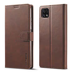 Funda de Cuero Cartera con Soporte Carcasa LC1 para Samsung Galaxy A22 5G Marron