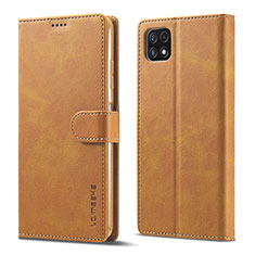 Funda de Cuero Cartera con Soporte Carcasa LC1 para Samsung Galaxy A22 5G Marron Claro