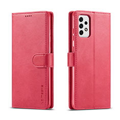 Funda de Cuero Cartera con Soporte Carcasa LC1 para Samsung Galaxy A23 4G Rosa Roja