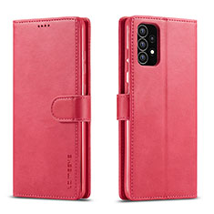 Funda de Cuero Cartera con Soporte Carcasa LC1 para Samsung Galaxy A53 5G Rosa Roja