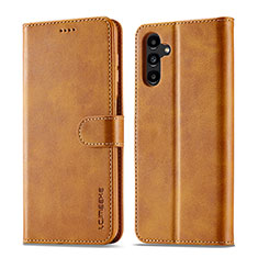 Funda de Cuero Cartera con Soporte Carcasa LC1 para Samsung Galaxy Jump3 5G Marron Claro