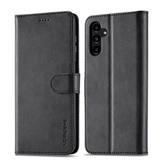 Funda de Cuero Cartera con Soporte Carcasa LC1 para Samsung Galaxy Jump3 5G Negro