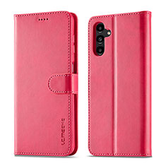 Funda de Cuero Cartera con Soporte Carcasa LC1 para Samsung Galaxy Jump3 5G Rosa Roja