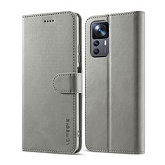 Funda de Cuero Cartera con Soporte Carcasa LC1 para Xiaomi Mi 12T 5G Gris