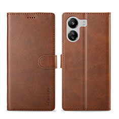 Funda de Cuero Cartera con Soporte Carcasa LC1 para Xiaomi Poco C65 Marron