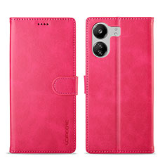 Funda de Cuero Cartera con Soporte Carcasa LC1 para Xiaomi Poco C65 Rosa Roja