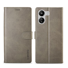 Funda de Cuero Cartera con Soporte Carcasa LC1 para Xiaomi Redmi 13C Gris