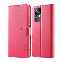 Funda de Cuero Cartera con Soporte Carcasa LC1 para Xiaomi Redmi K50 Ultra 5G Rosa Roja