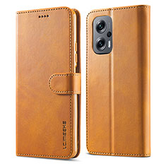 Funda de Cuero Cartera con Soporte Carcasa LC1 para Xiaomi Redmi K50i 5G Marron Claro