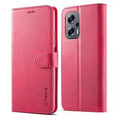 Funda de Cuero Cartera con Soporte Carcasa LC1 para Xiaomi Redmi K50i 5G Rosa Roja