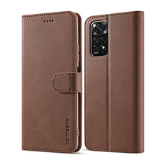 Funda de Cuero Cartera con Soporte Carcasa LC1 para Xiaomi Redmi Note 11 Pro 5G Marron