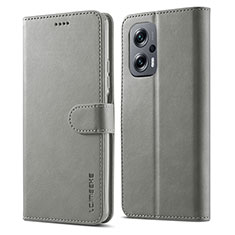 Funda de Cuero Cartera con Soporte Carcasa LC1 para Xiaomi Redmi Note 11T Pro+ Plus 5G Gris