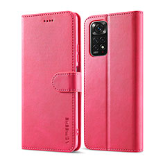 Funda de Cuero Cartera con Soporte Carcasa LC1 para Xiaomi Redmi Note 12 Pro 4G Rosa Roja