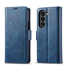 Funda de Cuero Cartera con Soporte Carcasa LC2 para Samsung Galaxy Z Fold5 5G Azul