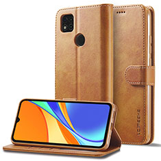 Funda de Cuero Cartera con Soporte Carcasa LC2 para Xiaomi POCO C3 Marron Claro