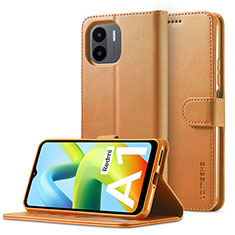 Funda de Cuero Cartera con Soporte Carcasa LC2 para Xiaomi Poco C51 Marron Claro