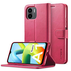 Funda de Cuero Cartera con Soporte Carcasa LC2 para Xiaomi Poco C51 Rosa Roja