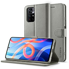 Funda de Cuero Cartera con Soporte Carcasa LC2 para Xiaomi Poco M4 Pro 5G Gris