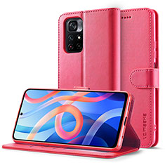 Funda de Cuero Cartera con Soporte Carcasa LC2 para Xiaomi Poco M4 Pro 5G Rosa Roja