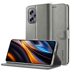 Funda de Cuero Cartera con Soporte Carcasa LC2 para Xiaomi Poco X4 GT 5G Gris