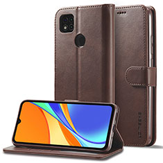 Funda de Cuero Cartera con Soporte Carcasa LC2 para Xiaomi Redmi 9 India Marron