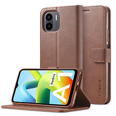 Funda de Cuero Cartera con Soporte Carcasa LC2 para Xiaomi Redmi A2 Plus Marron