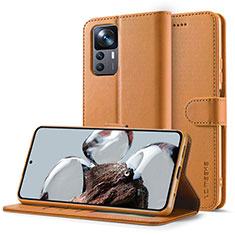 Funda de Cuero Cartera con Soporte Carcasa LC2 para Xiaomi Redmi K50 Ultra 5G Marron Claro