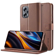 Funda de Cuero Cartera con Soporte Carcasa LC2 para Xiaomi Redmi K50i 5G Marron