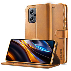 Funda de Cuero Cartera con Soporte Carcasa LC2 para Xiaomi Redmi K50i 5G Marron Claro