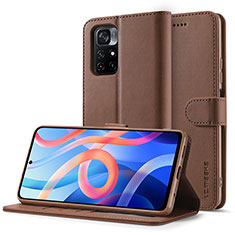 Funda de Cuero Cartera con Soporte Carcasa LC2 para Xiaomi Redmi Note 11 5G Marron