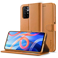 Funda de Cuero Cartera con Soporte Carcasa LC2 para Xiaomi Redmi Note 11 5G Marron Claro