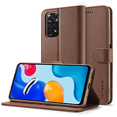 Funda de Cuero Cartera con Soporte Carcasa LC2 para Xiaomi Redmi Note 11 Pro 4G Marron