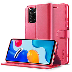 Funda de Cuero Cartera con Soporte Carcasa LC2 para Xiaomi Redmi Note 12 Pro 4G Rosa Roja