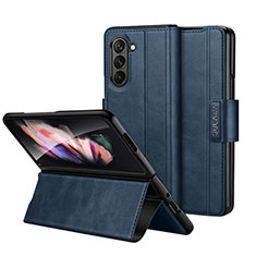 Funda de Cuero Cartera con Soporte Carcasa LD1 para Samsung Galaxy Z Fold5 5G Azul