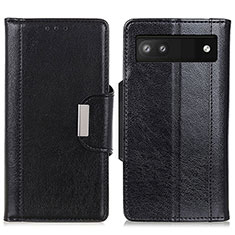 Funda de Cuero Cartera con Soporte Carcasa M01L para Google Pixel 6a 5G Negro