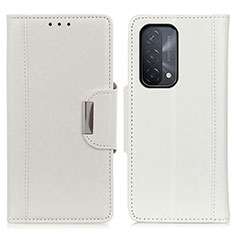 Funda de Cuero Cartera con Soporte Carcasa M01L para Oppo A74 5G Blanco