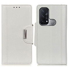 Funda de Cuero Cartera con Soporte Carcasa M01L para Oppo Reno5 A Blanco