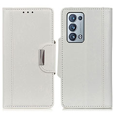 Funda de Cuero Cartera con Soporte Carcasa M01L para Oppo Reno6 Pro+ Plus 5G Blanco