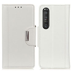 Funda de Cuero Cartera con Soporte Carcasa M01L para Sony Xperia 1 III Blanco