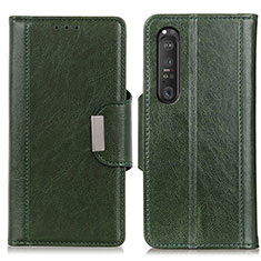 Funda de Cuero Cartera con Soporte Carcasa M01L para Sony Xperia 1 III Verde