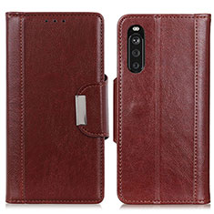 Funda de Cuero Cartera con Soporte Carcasa M01L para Sony Xperia 10 III SO-52B Marron