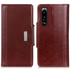 Funda de Cuero Cartera con Soporte Carcasa M01L para Sony Xperia 5 III Marron