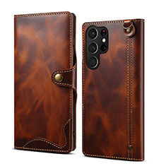 Funda de Cuero Cartera con Soporte Carcasa M01T para Samsung Galaxy S21 Ultra 5G Marron