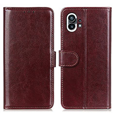 Funda de Cuero Cartera con Soporte Carcasa M02L para Nothing Phone 1 Marron