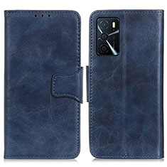 Funda de Cuero Cartera con Soporte Carcasa M02L para Oppo A16 Azul