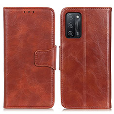 Funda de Cuero Cartera con Soporte Carcasa M02L para Oppo A55 5G Marron