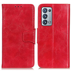 Funda de Cuero Cartera con Soporte Carcasa M02L para Oppo Reno6 Pro+ Plus 5G Rojo